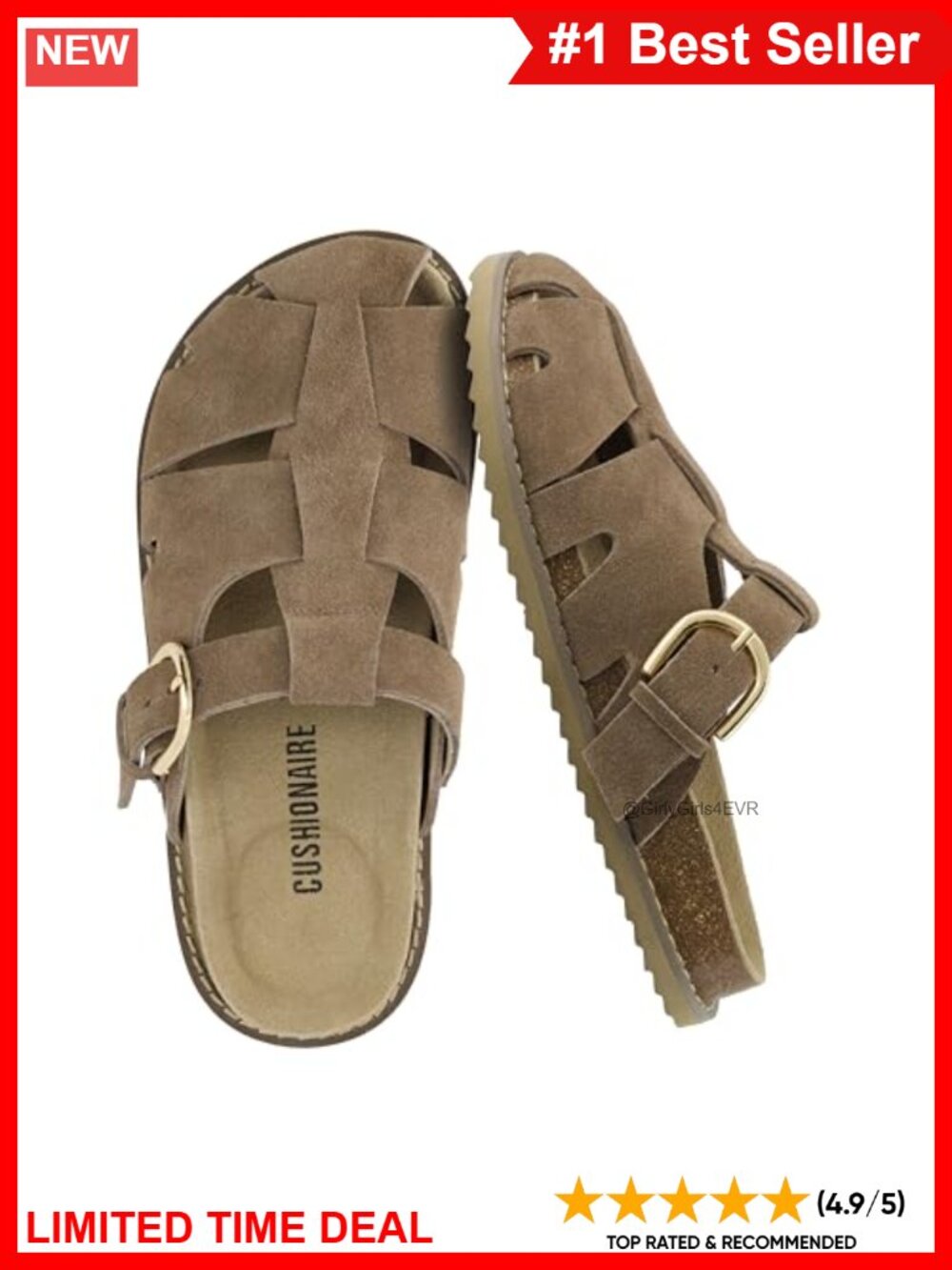 Suede Slip On Closed Toe Fisherman Clog Sandals Memory Foam Cork Footbed Arch
